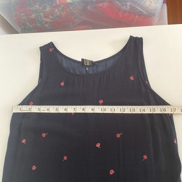 Vintage Navy Blue Floral 90's Tie Back Midi Dress Size Small/ Medium - Picture 13 of 14